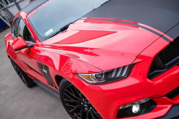 Mustang, gt, czerwony, Stany Zjednoczone Ameryki, samochód, Automatycznie, transportu