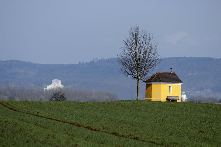 walhalla, regensburg, chapel, tree, field