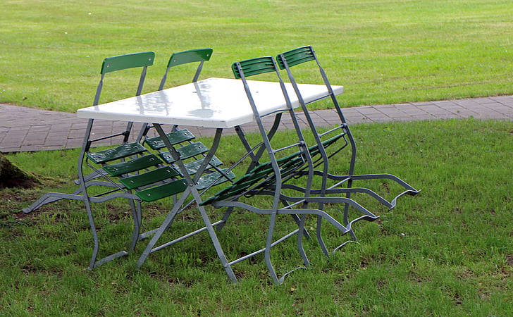 Metalinės kėdės, sodo baldai, sodas stalo, sodo kėdės, kėdės, lentelė, krėslų išdėstymas