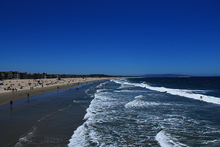 Plaża, Santa monica, Kalifornia, niebieski, niebo, wyczyścić, morze