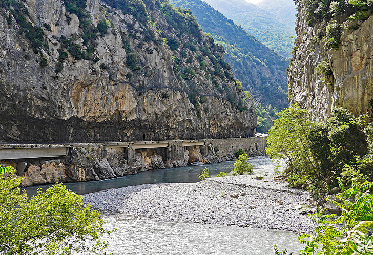 maritime alps, gorge, le var, south of france, mountain river, road, overhang