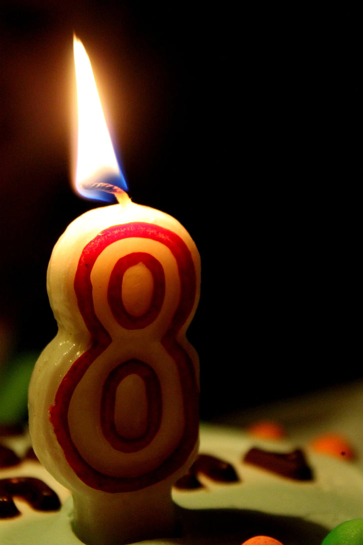 Espelma, aniversari, pastís