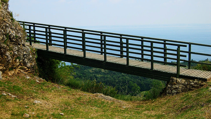 ponte, caminhadas, paisagem, idade média, Verão, cercado, Itália