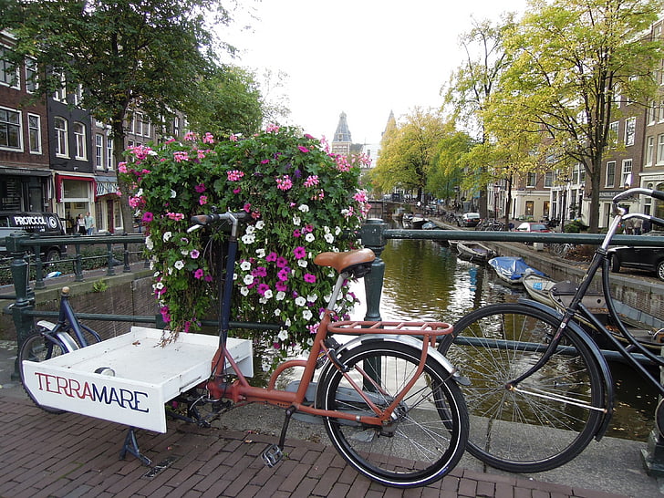 Amsterdam, Alankomaat, Polkupyörä, pyörä, Road, maa, poljin