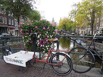Amsterdam, Nīderlande, velosipēdu, velosipēds, ceļu satiksmes, zemes, pedālis