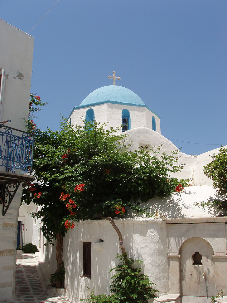 Yunani, Cyclades, Pulau, langit, liburan, perjalanan, Gereja