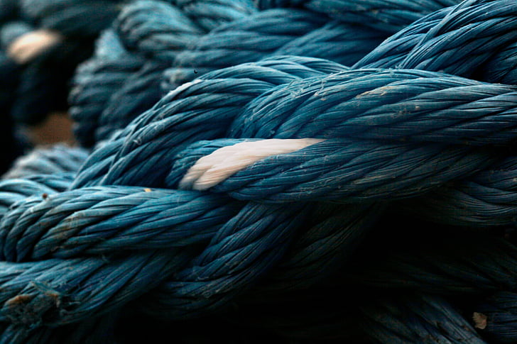 touw, twist, blauw, garen, wit, sterke, plait