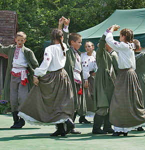 Dance, tím, folklór, deti, chlapci, dievčatá, dvojica