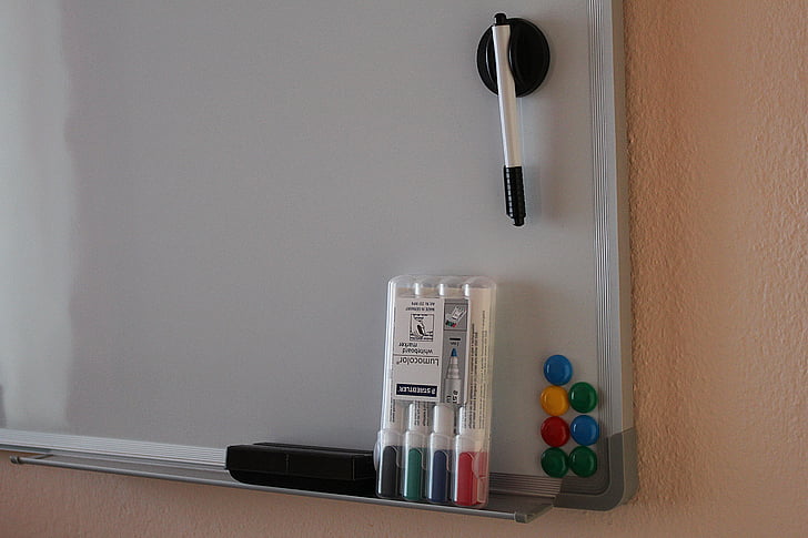 magnetic board, whiteboard, marker, magnets