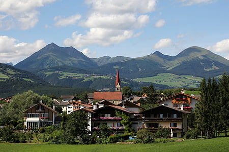 montagnes, village, alpin, Tyrol, ALM, Italie, montagne