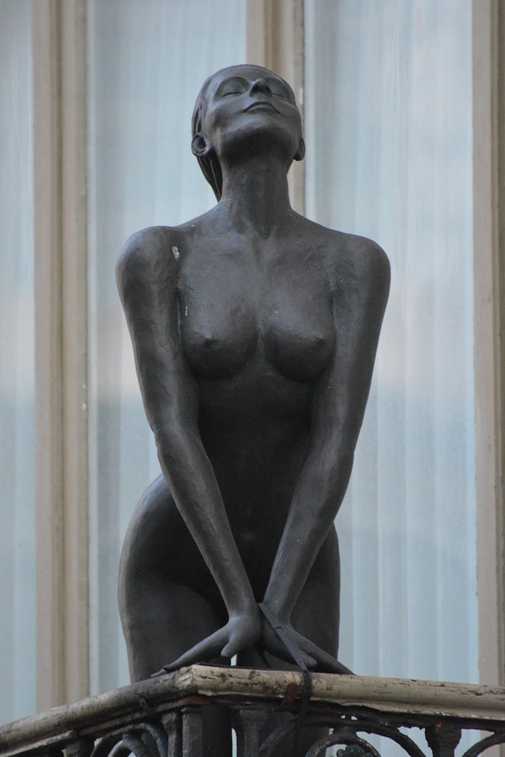 Statue, messing, naine, alasti, rinnad, rõdu, Art
