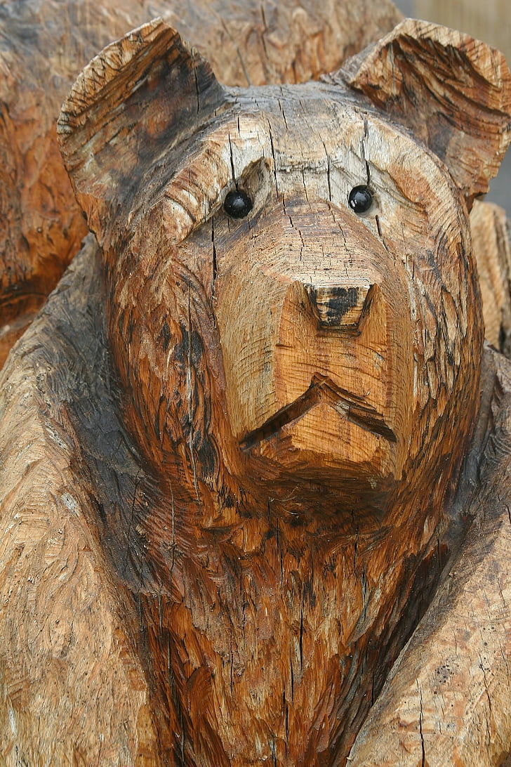 дърворезба, дървен материал, мечка, издълбани, хоби, Статуята