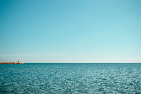블루, 바다, 수평선, 조 경, 사진, 주간, 스카이