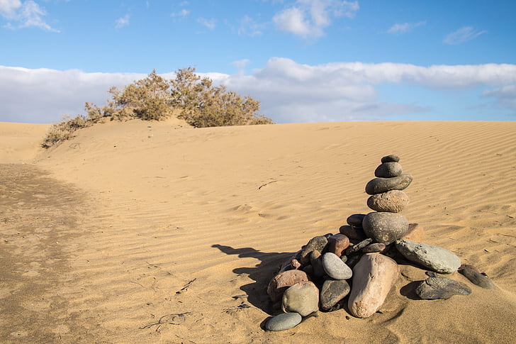 písek, kameny, poušť, Příroda, široké, Maspalomas, Gran canaria