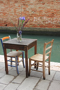 tabel, stoel, stoel, idyllische, gezellige, cookie, het kanaal