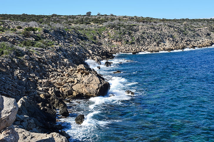 klippkust, vågor, kusten, naturen, kusten, vacker natur, Cavo greko