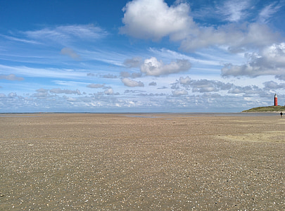 Texel, Φάρος, στη θάλασσα, παραλία, άμπωτη