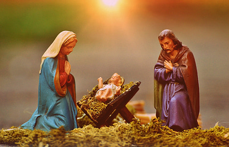 크리스마스 침대 그림, 마리아와 요셉, 예수, 그림, 침대, 아이, 크리스마스