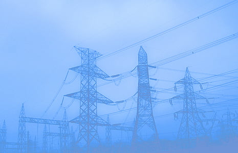pyloner, nytte polakker, elektricitet, magt, spænding, industrielle, energi