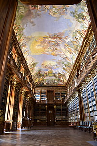 Biblioteca, istoric, pictura, lumina, Praga, clădire