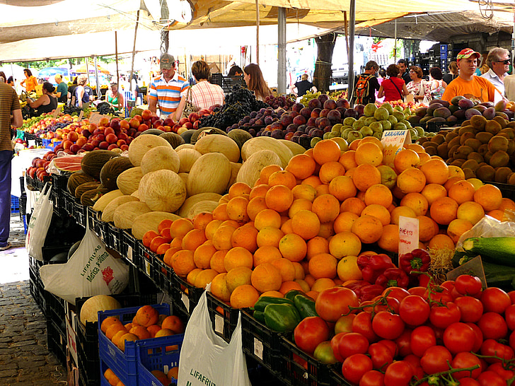 market, fruit, vegetables, spread, power, food, vegetable