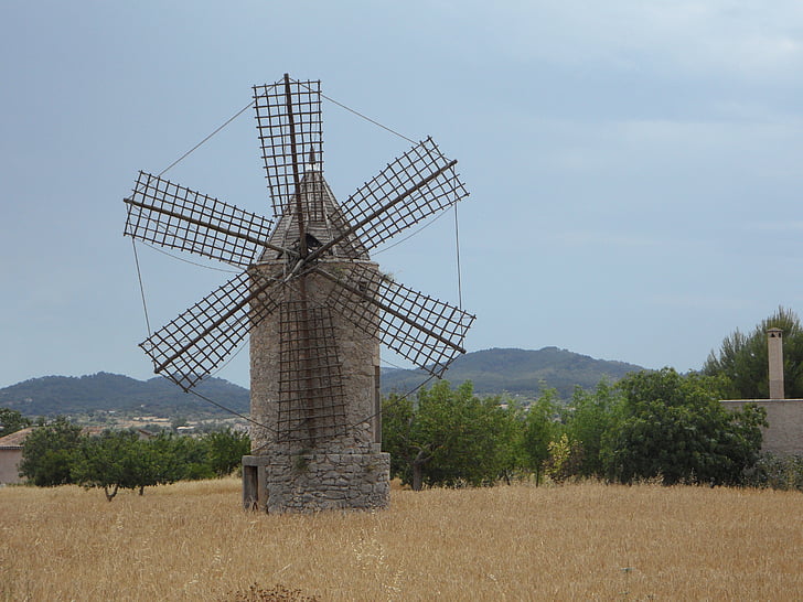 ancien moulin, Moulin à vent, point de repère, Mallorca, Historiquement, Moulin, bâtiment
