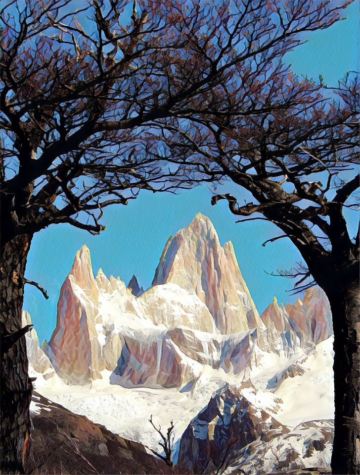 Argentine, montagnes, neige, arbres, à l’extérieur, Scenic, argentin