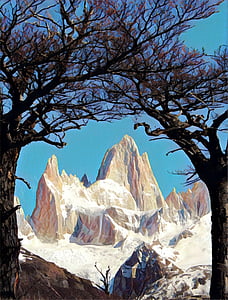 Argentiina, vuoret, lumi, puut, ulkona, luonnonkaunis, Argentiinan