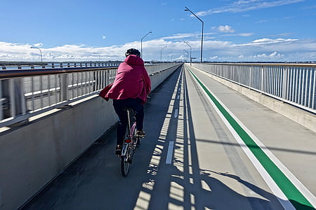 rider, bicycle, perspective, bike track, road, sky, distance