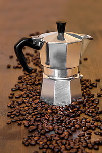 coffee, tea, old coffee maker, old italian coffee machine, make coffee, italy, breakfast