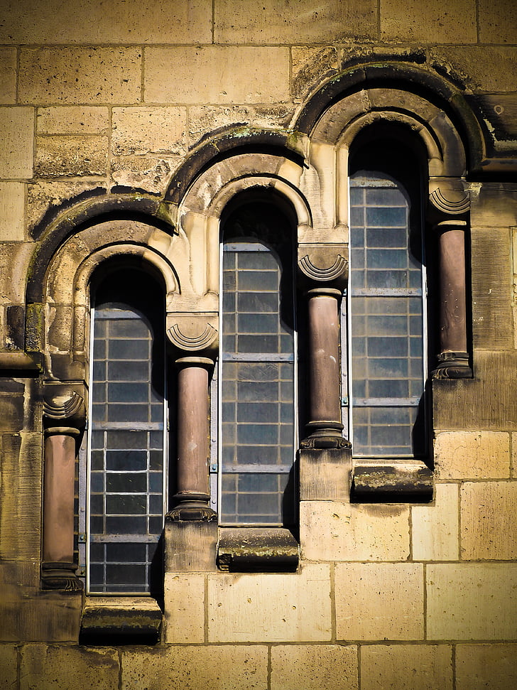 akna, arhitektuur, vana aken, fassaad, kirik, klaas, hoone