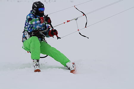 layang-layang, Kitesurfing, musim dingin, olahraga, ekstrim, Ski, snowboard
