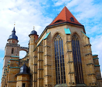city church, bayreuth, building, steeple, architecture, church, religion