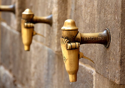 Barcelona, voda, Klepnutím na, žízeň, kohoutek, kov, stroje ventil