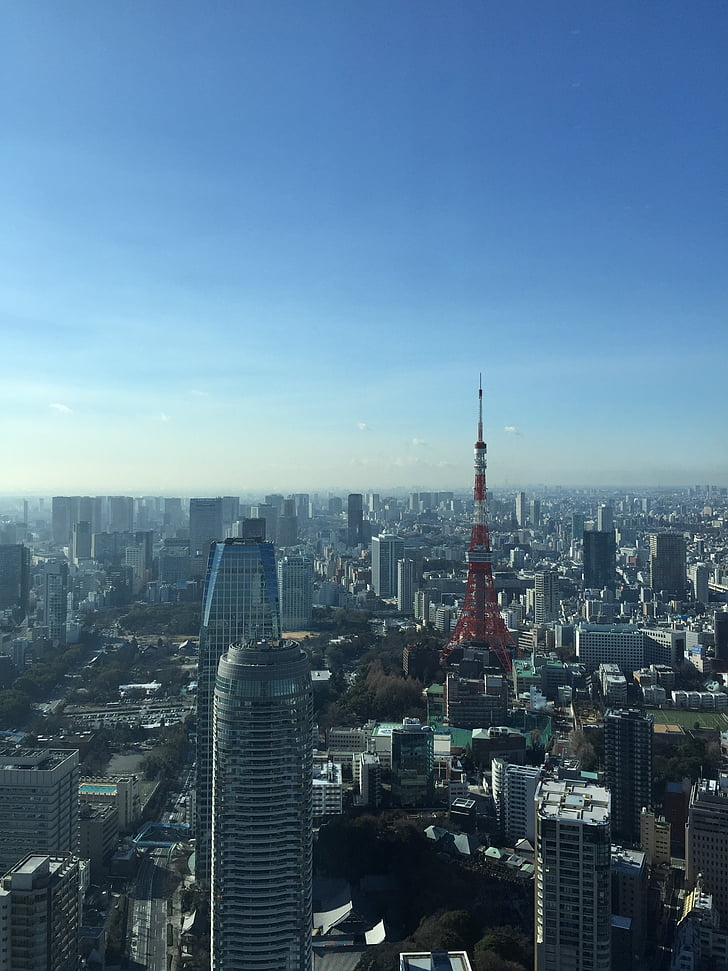 Tokijas, bokštas, dangus, miesto peizažas, miesto panorama, dangoraižis, Garsios vietos