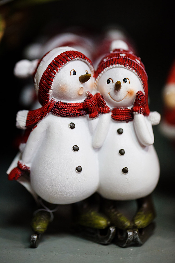 雪だるま, お祝い, クリスマス, 冷, カップル, かわいい, 装飾