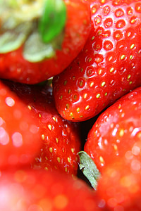 strawberries, close-up, strawberry, fruit, juicy, food, ripe