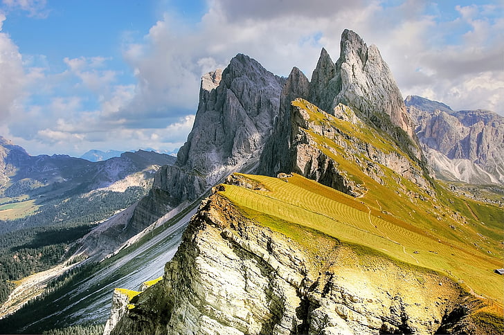 Dolomita, planine, Italija, Južni Tirol, Prikaz, alpski, val gardena