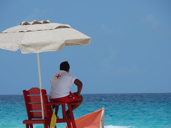 stranden, säkerhet, badvakt, Cancun, observationen