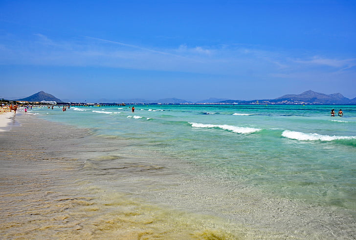 Praia de muro, Mallorca, Ilhas Baleares, Espanha, mar, Claro como cristal, água