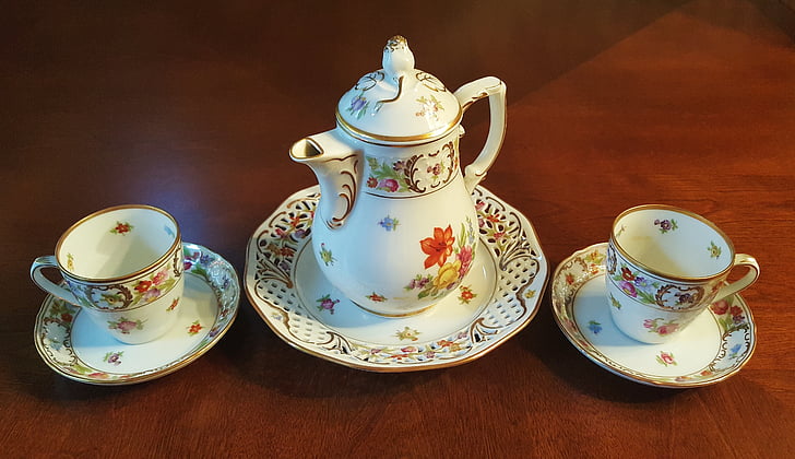 jogo de chá, chá, China, porcelana fina, chinaware, xícaras de chá, copos