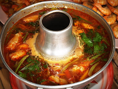 продукти харчування, тайський суп з shrim, кисло -солодкий суп Тайська, Коріандр, тайський суп, улюблений тайської кухні, гарячі і пряні