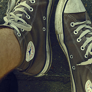 Converse, Sepatu, sepatu kets, putih, abu-abu, gaya, kaki