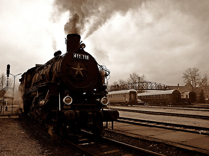 lokomotiva, željeznicom, prijevoz, vlak