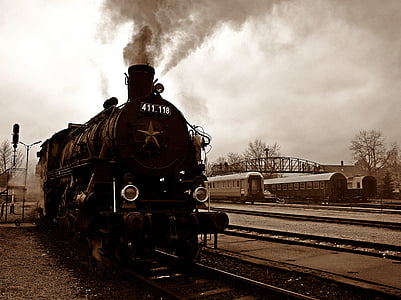 locomotive, chemin de fer, transport, train