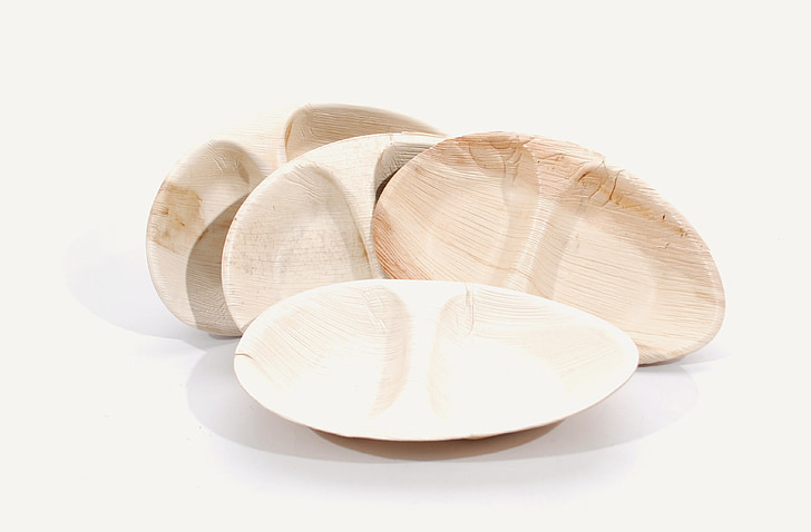 oval, placas, folha de palmeira, material, loiça, de madeira, madeira - material