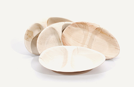 oval, plates, palm leaf, material, dishware, wooden, wood - Material