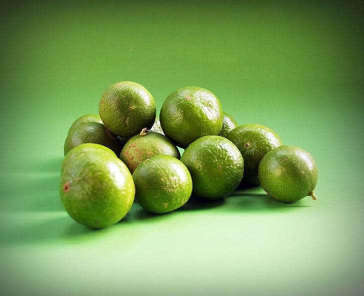 Lime, grön, citron, skiva, runda, segment, frukt