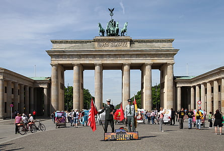 Berlín, estructuras, lugar famoso, arquitectura, puerta de Brandenburgo, Europa, personas