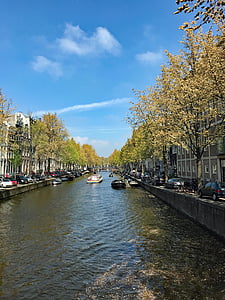 Amszterdam, csatorna, tavaszi
